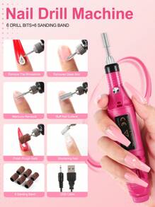 coscelia 17件套亚克力美甲套装，包含UV/LED灯和电动美甲钻 - 3种颜色（白色、粉色、透明色），8克亚克力粉，7毫升底胶和封层，24种美甲装饰粉，美甲胶水，美甲用品，美甲工具，适用于亚克力延长和亚克力雕刻，是初学者DIY美甲沙龙的理想之选。 - 彩色 - 查看 8