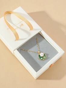 1pc Fashion Oil Drip Sunflower Copper Pendant Necklace For Women, Comes In Gray Or Black Gift Box - Multicolor - View 4