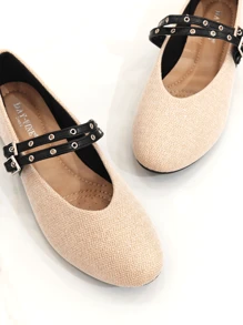 RevReaL Glitter Mary Jane Flats With Double Straps - Gold - View 3