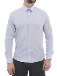 White Slim Long Sleeve Dress Shirt - Lilac - View 6