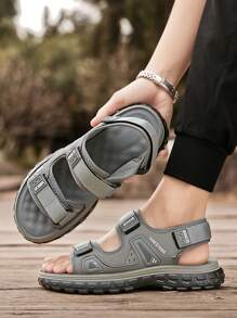 夏季新款男士鞋子壁球感凉鞋舒适凉爽运动鞋沙滩鞋两用防滑防水软底拖鞋 - 灰色 - 查看 3