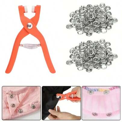 Snap Button Kit With Hand Pressure Pliers To Easy DIY Clothes Buckle Installation For Sewing DIY Crafts Clothing Bags Hats With Storage Box Included For Sewing Supplies
