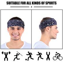 9 Pcs Sweatbands For Men Workout Sport Headbands For Men Camo Headband Sweat Absorbing Headband Wide Sweatband For Head Basketball Football Cycling Running Yoga, 4.7 X 9.8 Inch - 彩色 - 查看 3