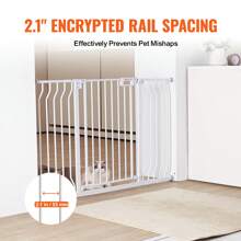 Pet Safety Gate, 29.5" - 51" Wide, 29.5" - 46.4" Wide, 29.5" - 37" Wide, 30" High, Dog Gate For Stairs And Houses, -In Automatic Closing Pet Safety Gate For Children With Pressure Mounting Kit And Wall Mounting Kit, White Or Black - 29.5" - 51" wide, white - 查看 5