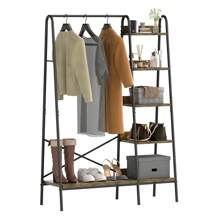 Yitahome Coat Rack Stand With Shoe Storage, Industrial Hall Tree With 5 Shelves Garment Rack Open Wardrobe Clothes Rail For Bedroom Hallway Entryway - Brown - View 6
