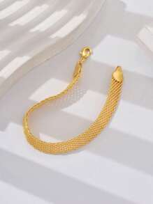 18K镀金时尚欧美风编织蛇骨链手链 - B - 查看 3