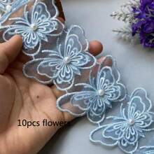 10pcs Pearl Flower Double-Layer Embroidery Patches - Multicolor - View 11