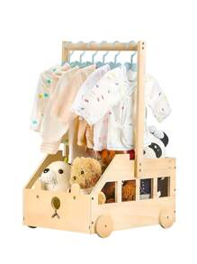 1 件装带手柄的木制浴室收纳篮，多用途衣物收纳盒，玩具架，礼物创意，蓝色 - 原木色 - 查看 11