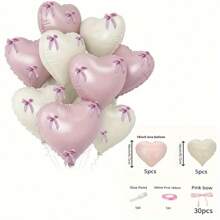 42 件铝制气球套装，带蝴蝶结和心形设计，适用于婚礼、生日派对、母亲节、洗礼装饰，适合室内和室外 - 彩色 - 查看 6
