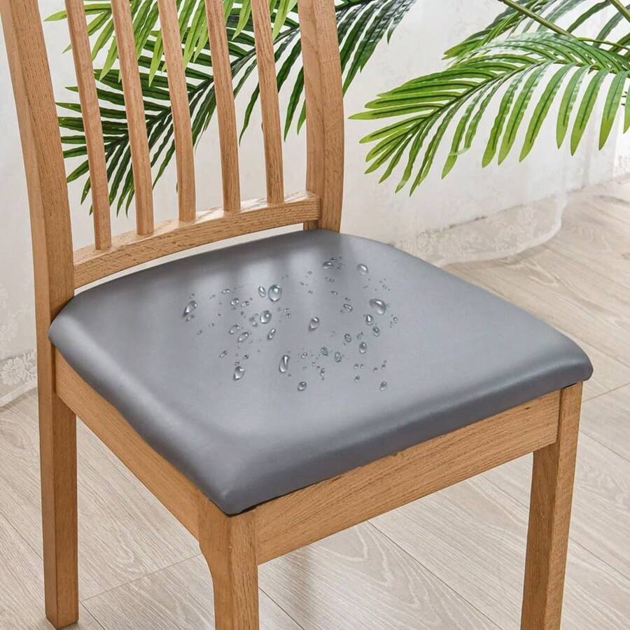 1/2/4 件 100% 防水防污防尘普通椅套，皮革纹理奢华家居休闲椅套 - 淺灰色 - 查看 1