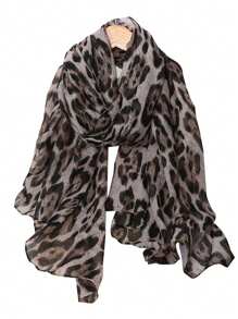 1pc Women Hijab Bohemian Style Watercolor Leopard Print Headscarf, Sun-Protection Scarf, Elegant Multi-Purpose Shawl For Everyday Use Headband - Khaki - View 3