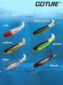 GOTURE 1pc Rotating Tail Fishing Bait, Blood Tank Hook Box Bait With Carbon Steel Material, Dragging Floating Hard Bait - Multicolor - View 1