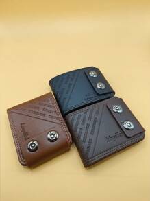 1 Piece Fashion Avant-Garde Men's Retro Simple Short Magnetic Buckle Bag Large Capacity Card Wallet. Suitable For Teen Summer Casual Outdoor Athletic Or Vacation Travel Or Graduation Gifts Or Birthday Dress Accessories - Wallet - View 5