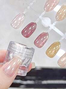 0.5g/盒釉面甜甜圈珠光镀铬粉 1PC 镀铬指甲粉冰透明极光镀铬指甲粉，高光泽珠光彩虹闪光粉金属颜料 - 白色 - 查看 2