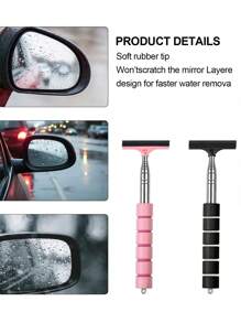 1 件可伸缩便携式汽车挡风玻璃雨刷，由不锈钢和天然橡胶制成，可除雾和清洁玻璃，适用于汽车车窗、侧视镜和后视镜 - 彩色 - 查看 9