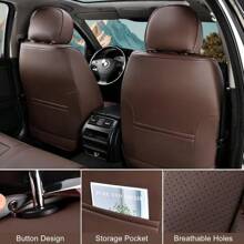 Car Seat Covers , Breathable Leather Automotive Front And Rear Seat Covers, Car Seat Protectors, Compatible With Most Vehicles, SUV (Cute Pink, Front Pair)