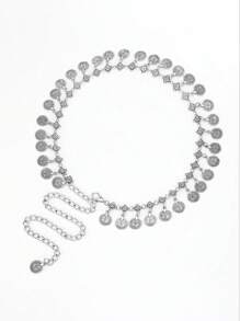 1 chiếc dây xích thắt lưng kim loại phong cách Bohemian dùng để múa bụng - Bạc - Xem 4