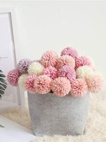 5pcs Artificial Chrysanthemum Ball Flowers Dandelion Hydrangea Arrangement Bouquet Present For Friends Bridal Wedding Bouquet Decor For Home Office House Party Mother's Valentine Day, Decoration Gift