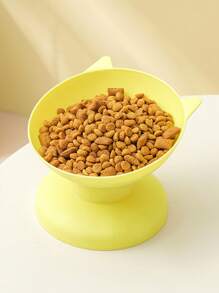 1pc Plastic Raised Pet Bowl, Non-Slip Tilted Cat/Small Dog Feeding Bowl, Comfortable Neck Design, Cute Home Use Pet Supplies - Multicolor - View 15