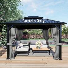 Aoodor 10' X 10' Gazebo Curtain Set Protecting Privacy Side Walls 4 Panels (Curtain Only) - 灰色 - 查看 3