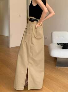 Falda asimétrica de cintura alta minimalista