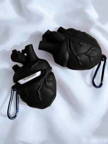 1 个独特心形蓝牙耳机保护壳兼容 Apple Pro 第 2 代、1/2/3/4 代蓝牙耳机可爱卡通风格男女通用创意保护套（不含耳机） - 黑色 - 查看 4