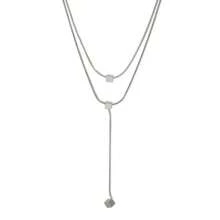 Mini Square Pendant Necklace, Titanium Steel Double-Layer Clavicle Chain, Unique Design, Suitable For Women, Ins Minimalist Style Style - [96045] Double-layer Cube Steel Color - View 7