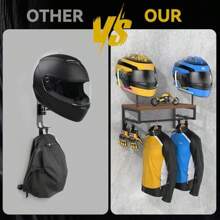 BORISI Helmet Holder Wall Mount Motorcycle Helmet Holder Helmet Stand With Motorcycle Accessories Helmet Rack For Display Wall Mount Motorcycle Gear Storage Rack - RetroBlack1 - View 2