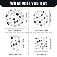 Dog Paw Party Tableware Sets Dog Puppy Supplies Including Plates Cups Napkins For Birthday Puppy Theme Party Decorations