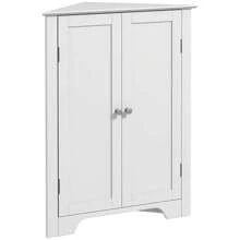 Kleankin Triangle Bathroom Cabinet, Corner Bathroom Storage Unit With Adjustable Shelf And Recessed Door, Free Standing, White