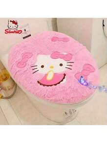 Sanrio Hello Kitty 3pcs Bathroom Set: Soft & Absorbent Carpet, Contour Mat & Toilet Seat Cover - Cozy Polyester Blend For Comfort & Style, Sanrio Bathroom Decor Fall Decor