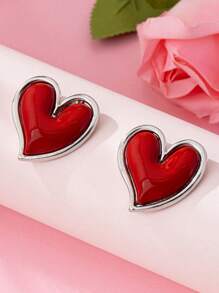 1 Pair Vintage Gothic Style Heart Shaped Earrings, Sweet And Fashionable, High-End And Luxurious, Suitable For Women
