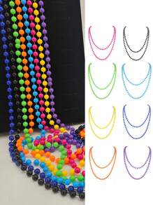 D EXCEED 1/2/4/5 PCS 1980s Long Neon Bead Nekalce For Women Neon Party Costume Accessories For Women Neon Artificial Bead Necklace Solid Color Bride Weddings Masquerade Festival Decorations Gifts