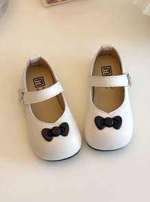 1 双女童休闲舒适平底鞋，甜美蝴蝶结装饰，耐磨防滑儿童时尚乐福鞋适合所有季节 - 米色 - 查看 3