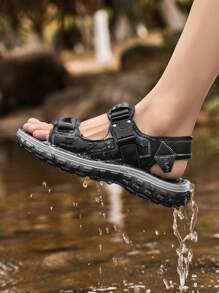 New Summer Men Shoes Sandals, Comfortable Breathable Sports Shoes Beach Shoes, Indoor/Outdoor Double Use Anti-Slip Soft Bottom Slippers - Black - View 6