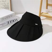 1 件女士可调节褶皱遮阳帽，防风，防紫外线，户外休闲百搭宽边帽