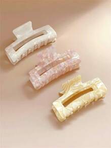 1 件/3 件复古优雅豹纹醋酸纤维方形发爪夹，适合马尾辫、日常发型、简约百搭发饰、春夏发饰秋季配饰