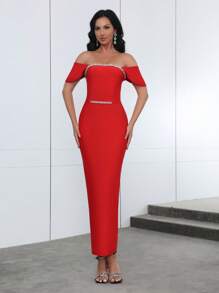 Love Aing Abito da sera elegante con impreziosito con strass realizzato a mano, abito da cerimonia di lusso da celebrity adatto per feste formali per signora