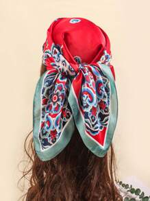 1pc Multiway Women Bandana Style 70cm Silk-Like Printed Scarf, Suitable As Hijab, Neck Scarf, Headband For Daily Use - Multicolor - View 7