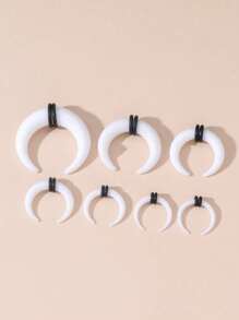 7pcs/Set Fashionable Transparent Invisible Acrylic Stretching Earplug Horn Shaped Ear Gauges