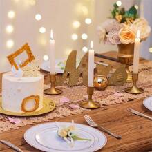 Soporte para vela en cono dorado - Soporte de vela de latón vintage corto y estrecho, artículo de decoración del hogar, accesorio de sobremesa, para usar con velas, adecuado para decoración central de bodas, navidad, fiesta de cumpleaños y decoración de mesa festiva