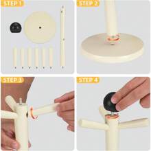 Coffee Mug Holder, Wood Mug Holder, Mug Tree With 6 Hooks Stand For Countertop, Mugs Organizer Coffee Bar Accessories And Decor Coffee Organizer Station, Cream(MH371)
