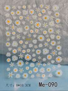 1 PIEZA Pegatinas de arte de uñas 3D con flores margaritas en relieve, deslizadores de uñas, calcomanías, pétalos de flores blancas de margaritas, decoración de uñas con pegamento en la parte posterior