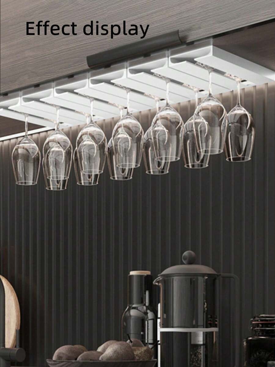 1/2 piezas Soporte colgante para copas de vino, Soporte de pared para copas de vino, Organizador de copas de vino sin taladrar para cocina - Multicolor - Ver 1