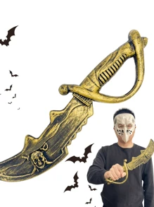 1pc Halloween Photo Prop, Caribbean Pirate Plastic Skull Knife, Party Cosplay Costume Accessory Pirate Sword