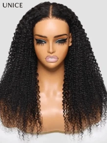 UNice Hair Kinky Curly Human Hair Wigs 7X5 Bye Bye Knots Lace Closure Glueless Wigs Human Hair Ready To Go Pre Plucked Pre Cut Pre Baby Hair Put On And Go Glueless Human Hair Wigs Bleached Knots Curly Wig 150% Density - SNatural - 查看 6