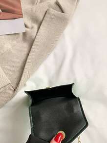 1 pièce Mini sac à bandoulière/sac messager en PU de couleur unie de nouvelle mode, petit sac carré, sac de fille personnalisé populaire avec chaîne laser brillante, couleur bonbon mode "Satisfied Bird", style triangle couverture de niche polyvalente mini sac à main de messager de fille