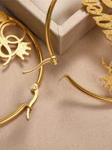 Hoa tai hình vương miện bằng thép không gỉ và hình trái tim sáng bóng, trang sức thời trang cho phụ nữ, quà tặng Giáng sinh hoàn hảo cho bạn gái hoặc gia đình, hoa tai thời trang cho tiệc tùng và làm quà tặng - Nhiều màu - Xem 6