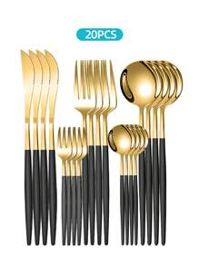 Stainless Steel Elegant Tableware Set, 5/20/30pcs Western Cutlery Set-Includes Dining Knives, Table Forks, Dining Spoons, Teaspoons, Dessert Forks, Forks For Salad/Appetizers/Dessert, And Mini Spoons For Coffee/Tea/Dessert/Cake/Stirring/Fruit/Ice Cream, Reusable Steak Knife, Main Fork, Soup Spoon, Teaspoon