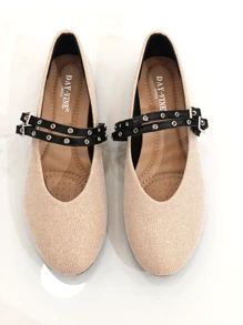 RevReaL Glitter Mary Jane Flats With Double Straps - Gold - View 4